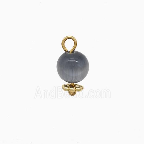 Gray Cateye Glass Ball Pendant