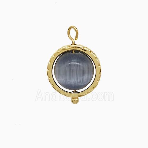 Gray Cateye Glass Ball Pendant