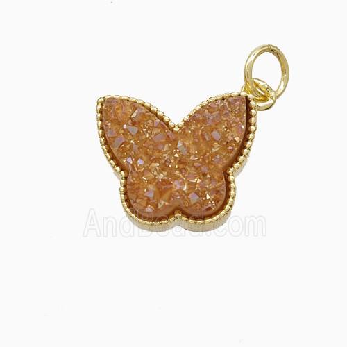 Champagne Druzy Quartz Butterfly Pendant