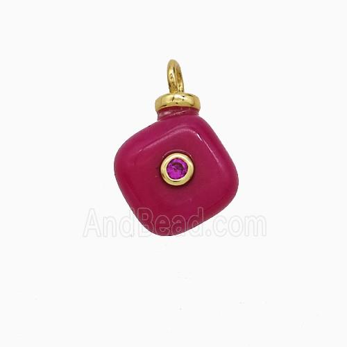 Red Jade Square Pendant Pave Zirconia