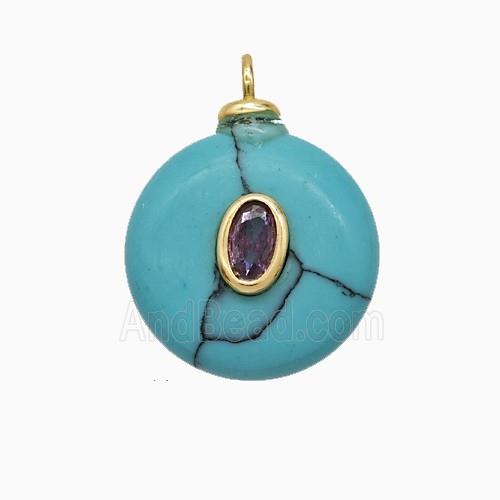 gemstone Pendant pave zircon, gold plated