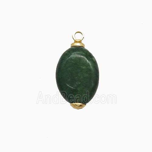 Green Dye Jade Oval Pendant