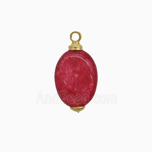 Red Dye Jade Oval Pendant