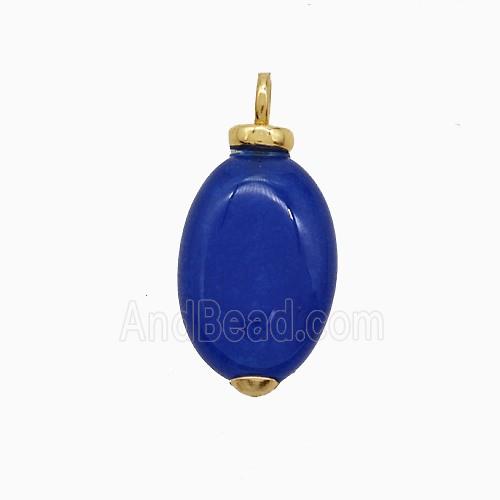 Blue Dye Jade Oval Pendant