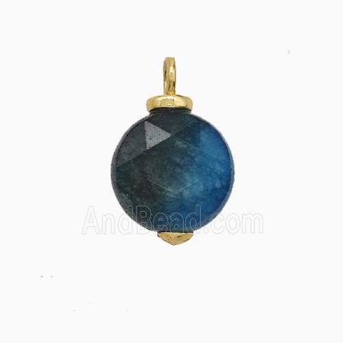 Blue Dye Sponge Jade Coin Pendant