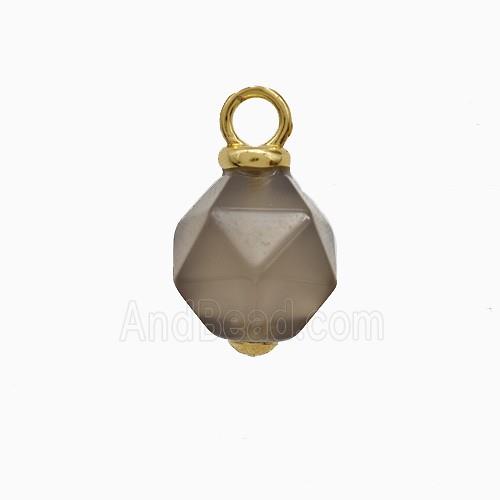 Gray Agate Ball Pendant Faceted
