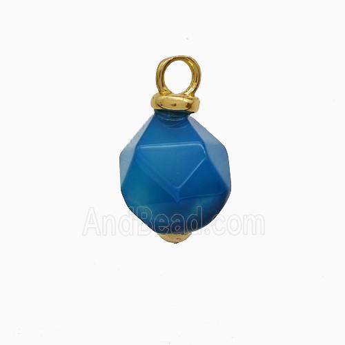 Blue Dye Agate Ball Pendant Faceted