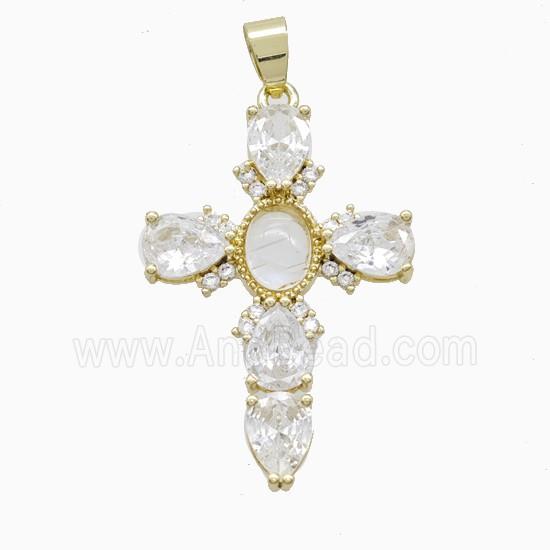 Copper Cross Pendant Pave Cubic Zirconia Gold Plated