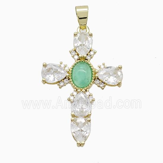 Copper Cross Pendant Pave Cubic Zirconia Gold Plated