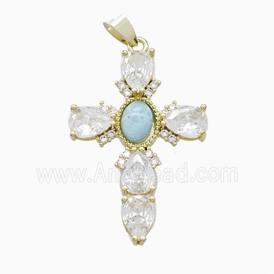 Copper Cross Pendant Pave Cubic Zirconia Gold Plated