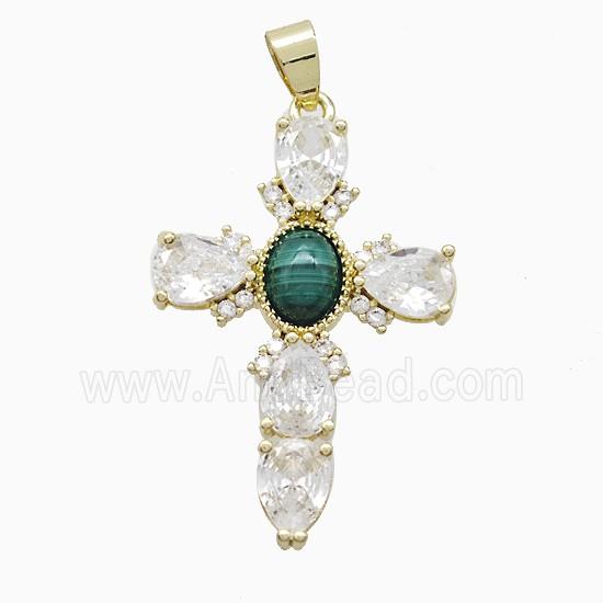 Copper Cross Pendant Pave Cubic Zirconia Gold Plated