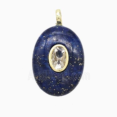 Blue Oval Pendant Pave Zirconia