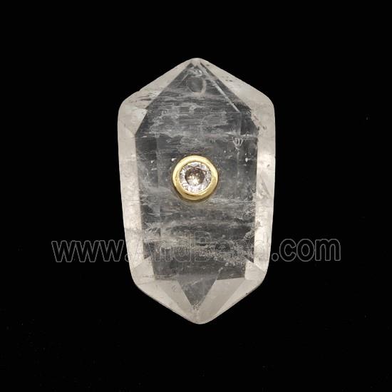 Clear Quartz Prism Pendant Pave Zirconia