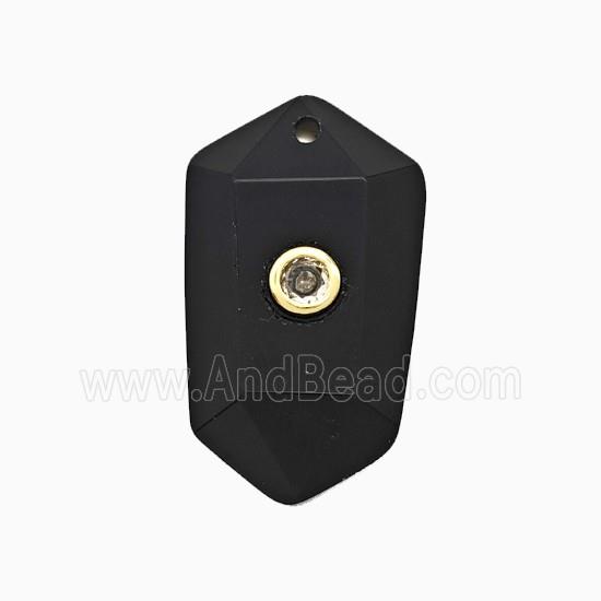 Black Obsidian Prism Pendant Pave Zirconia