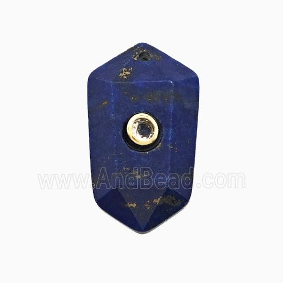 Blue Lapis Lazuli Prism Pendant Pave Zirconia