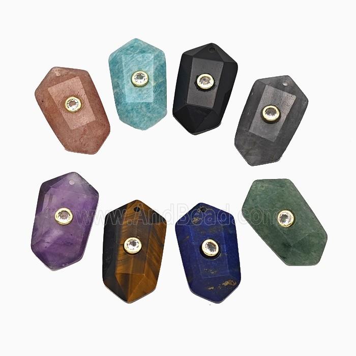 Mix Gemstone Prism Pendant Pave Zirconia