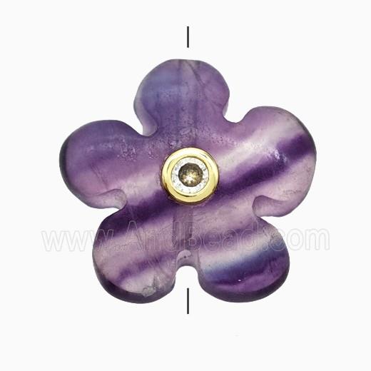 Multicolor Fluorite Flower Beads Pave Zirconia