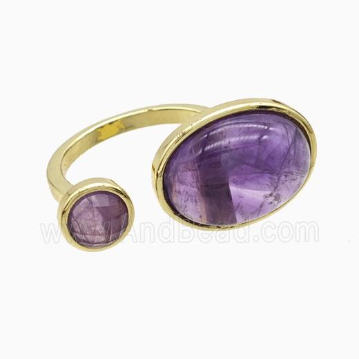 Copper Rings Pave Amethyst Gold Plated
