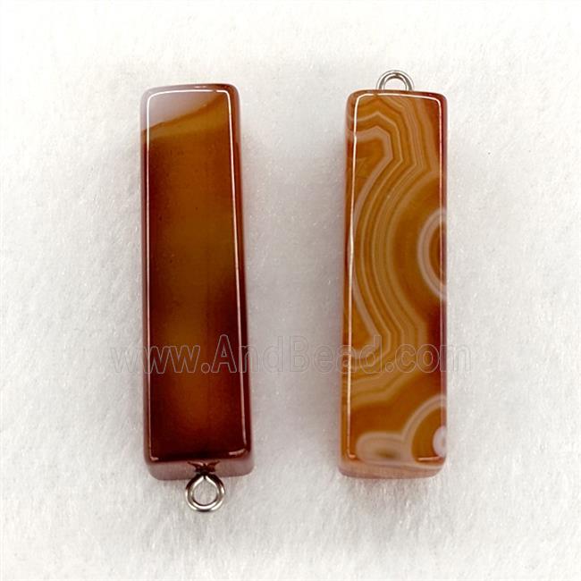 Natural Stripe Agate Stick Pendant Banded Red Dye