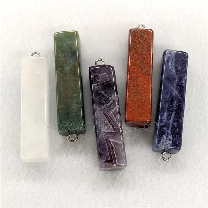 Natural Gemstone Stick Pendant Mixed
