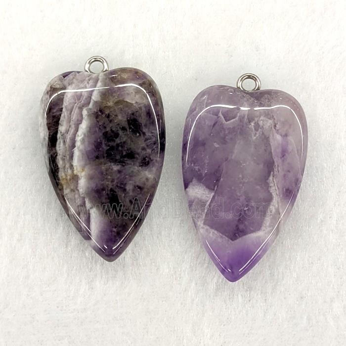 Natural Purple Amethyst Heart Pendant