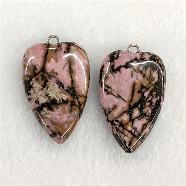 Natural Pink Chinese Rhodonite Heart Pendant