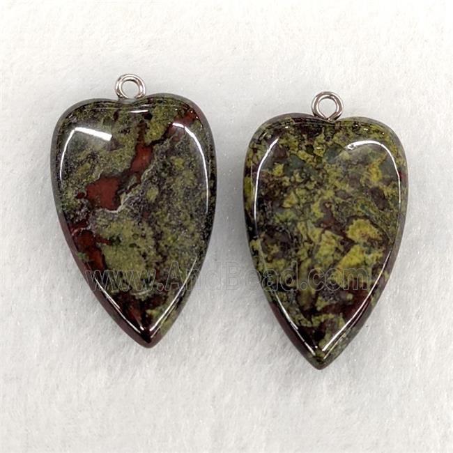 Natural Dragon Bloodstone Heart Pendant Green