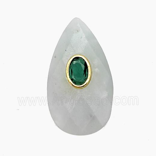 Chinese Amazonite Teardrop Pendant Pave Zirconia Faceted