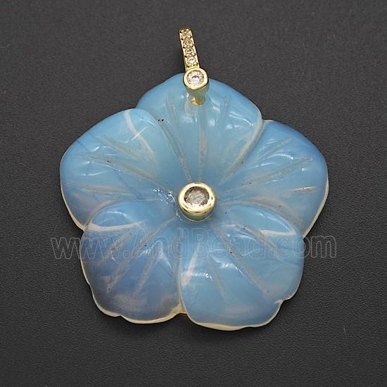 Opalite Flower Pendant Pave Zirconia