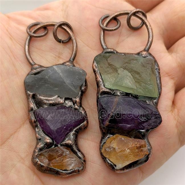Fluorite And Amethyst Citrine Pendant Antique Red
