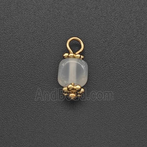 White Dye Jade Square Pendant