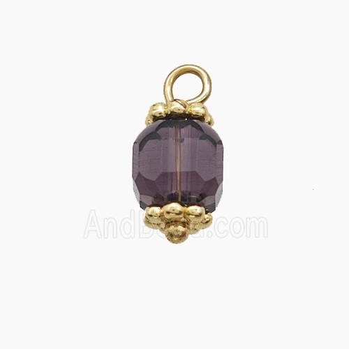 Purple Crystal Glass Pendant Copper Gold Plated