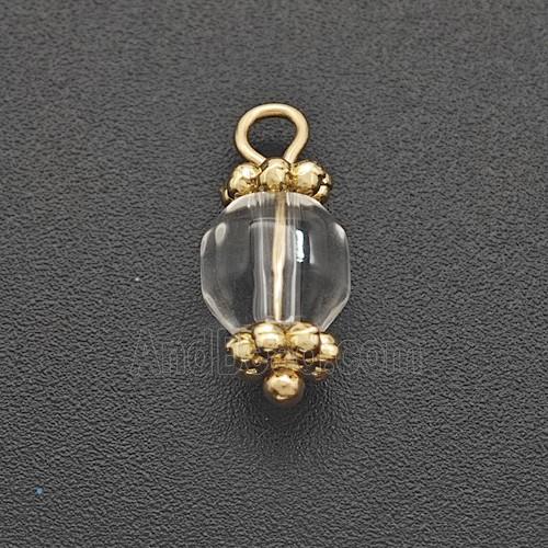 Clear Quartz Prism Pendant Copper Gold Plated