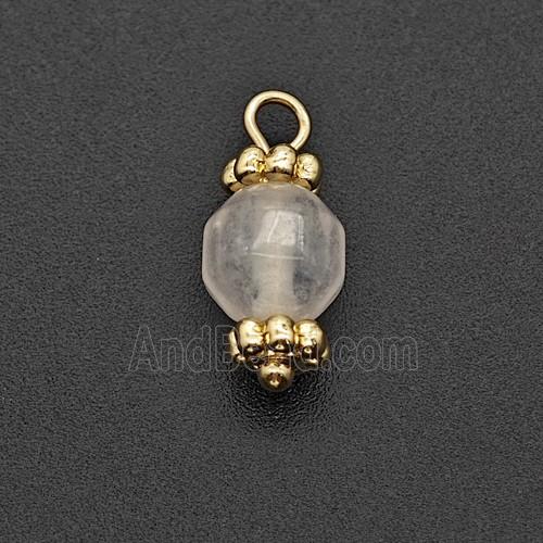 White Sponge Jade Prism Pendant Copper Gold Plated