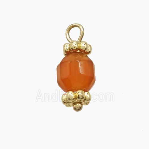 Red Dye Jade Prism Pendant Copper Gold Plated