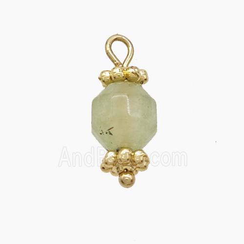 Green Dye Jade Prism Pendant Copper Gold Plated