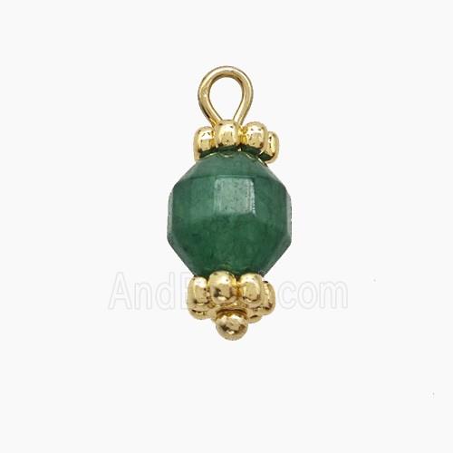Green Dye Jade Prism Pendant Copper Gold Plated
