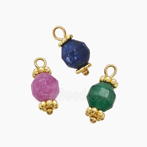 Mix Gemstone Prism Pendant Copper Gold Plated