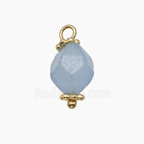 Blue Dye Jade Pendant Cut Round Copper Gold Plated