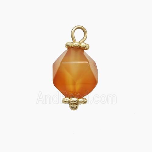 Red Dye Agate Pendant Cut Round Copper Gold Plated