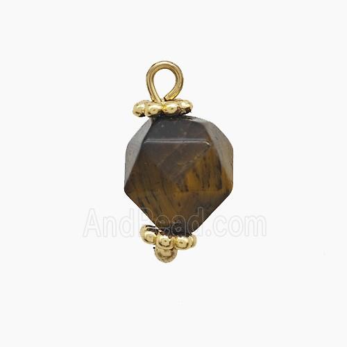 Coffee Dye Jade Pendant Cut Round Copper Gold Plated