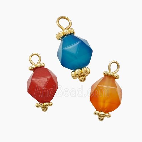 Mix Gemstone Pendant Cut Round Copper Gold Plated