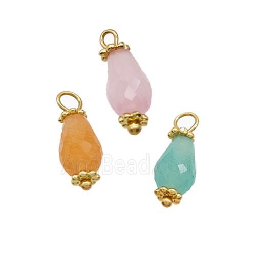 Mix Gemstone Pendant Teardrop Copper Gold Plated