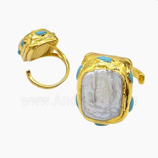 gemstone ring, gold plated