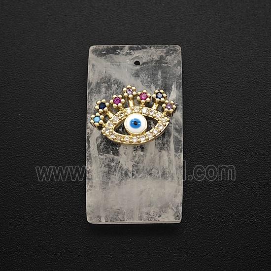Clear Quartz Rectangle Pendant Pave Eye Zirconia