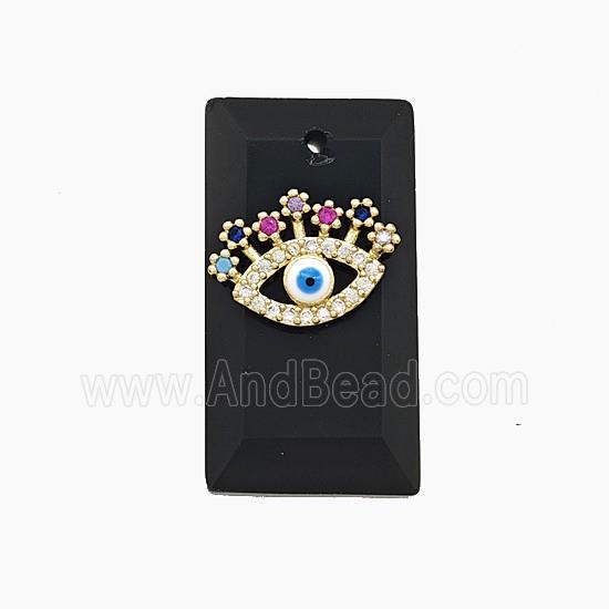 Natural Black Obsidian Rectangle Pendant Pave Eye Zirconia