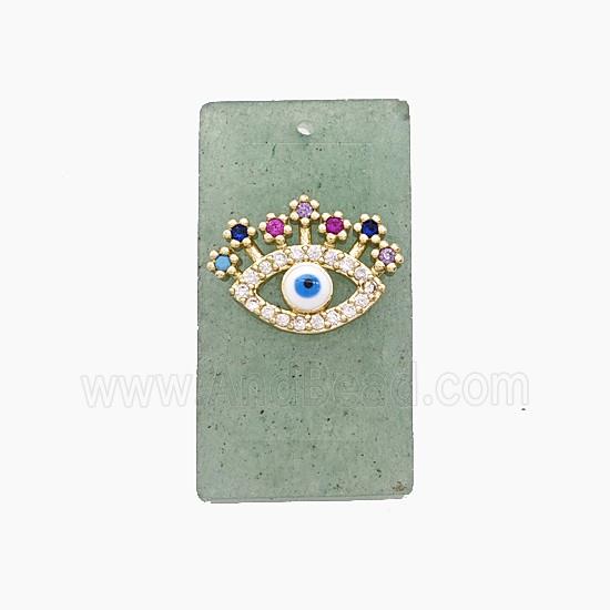 Natural Green Strawberry Quartz Rectangle Pendant Pave Eye Zirconia