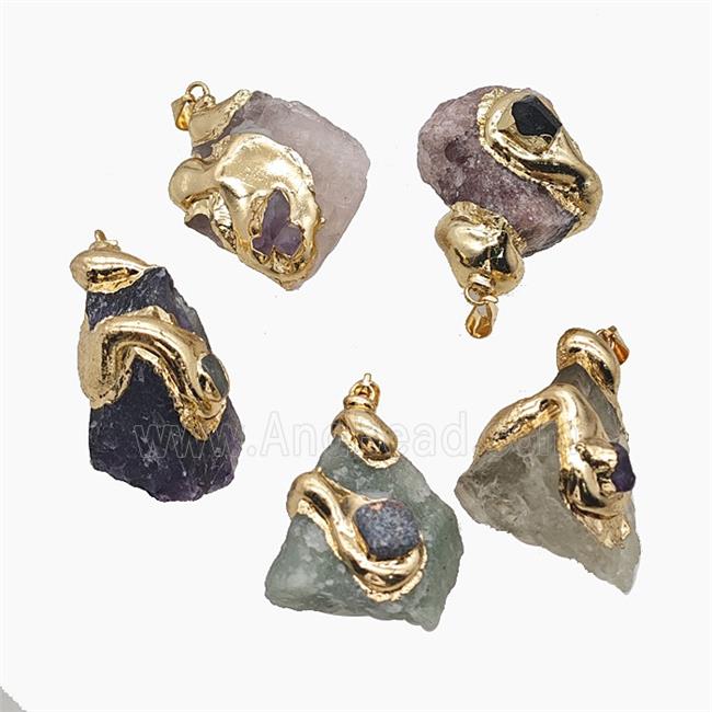 Natural Gemstone Nugget Pendant Freeform Gold Plated
