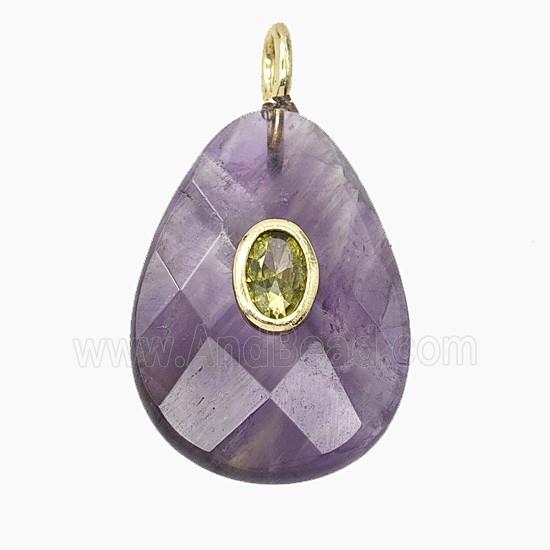 Gemstone Pendant Pave Zircon, gold plated