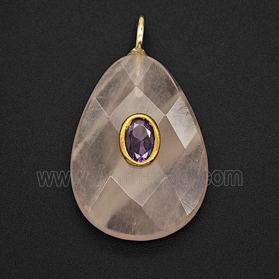 Gemstone Pendant Pave Zircon, gold plated